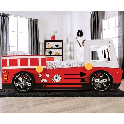Twin Kamphora Fire Truck Engine Youth Bed - Red - MiBasics 2 Twin Kamphora Fire Truck Engine Youth Bed - Red - MiBasics - Image 2