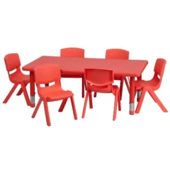Flash Furniture 24"W X 48"L Rectangular Plastic Height Adjustable Activity Table Set With 6 Chairs 20 Flash Furniture 24"W X 48"L Rectangular Plastic Height Adjustable Activity Table Set With 6 Chairs -Kids’ Furniture Store GUEST f08b2baa 3508 46fb ab68 84577b42adf0 1