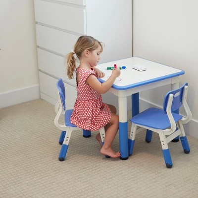 ECR4Kids Square Resin Dry-Erase Adjustable Activity Table With 2 Chairs (3-Piece Set) 5 ECR4Kids Square Resin Dry-Erase Adjustable Activity Table With 2 Chairs (3-Piece Set) - Image 5