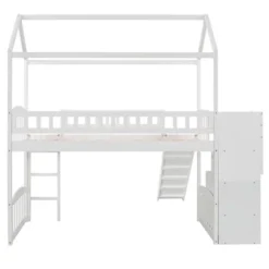 Twin Size House Shape Loft Bed With Two Drawers And Slide - ModernLuxe -Kids’ Furniture Store GUEST f372c384 0c74 4b52 80f3 64d8feb349ff