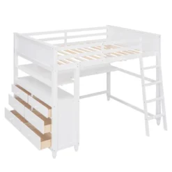 Full Size Wooden Loft Bed With Drawers, Shelves And Desk - ModernLuxe -Kids’ Furniture Store GUEST f58bb31e d303 4436 874f 38ae2579ac74