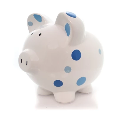 Bank Blue Multi Dot Bank - 1 Bank 7.75 Inches - Polka Piggy Money Saving - 3606Bl - Ceramic - Blue 1 Bank Blue Multi Dot Bank - 1 Bank 7.75 Inches - Polka Piggy Money Saving - 3606Bl - Ceramic - Blue