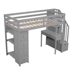 Twin Size Wooden Loft Bed With Storage Drawers, Desk And Shelves - ModernLuxe -Kids’ Furniture Store GUEST f5ae59eb d94d 4c72 9cb3 4da7fc7507bf