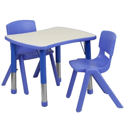 Emma And Oliver 21.875"W X 26.625"L Rectangular Plastic Height Adjustable Activity Table Set With 2 Chairs 10 Emma And Oliver 21.875"W X 26.625"L Rectangular Plastic Height Adjustable Activity Table Set With 2 Chairs - Image 10