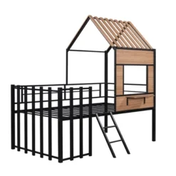 Metal Twin Size Loft Bed With Roof, Windows, Railing And Ladder - ModernLuxe -Kids’ Furniture Store GUEST f5d747ac d17e 4fad a5c0 b0415fe6e818