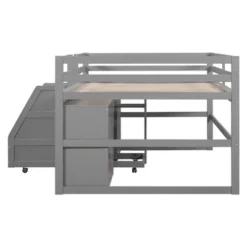 Full Size Functional Loft Bed With Cabinets And Drawers, Hanging Clothes At The Back Of The Staircase-ModernLuxe -Kids’ Furniture Store GUEST f74ba44d f197 4ba1 a694 92528a197d08