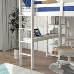 Wooden Loft Bed With Ladder, Desk And Shelves-ModernLuxe -Kids’ Furniture Store GUEST f7cd69ea fd8c 407d 8149 7603425db3b5