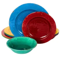 Gibson Studio California Mauna 12 Piece Assorted Crackle Decal Melamine Dinnerware Set -Kids’ Furniture Store GUEST f835a310 56d5 415b a238 7d4100e6a83b