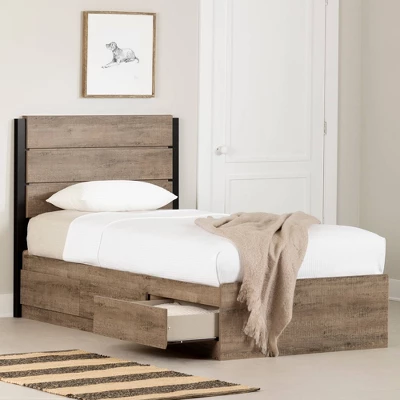 Arlen Mates Bed And Headboard Set Weathered Oak - South Shore 1 Arlen Mates Bed And Headboard Set Weathered Oak - South Shore