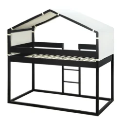 Wood Twin Over Twin Bunk Bed With Tent-ModernLuxe -Kids’ Furniture Store GUEST f88592fe 12ce 48cb bd9d d11849190223