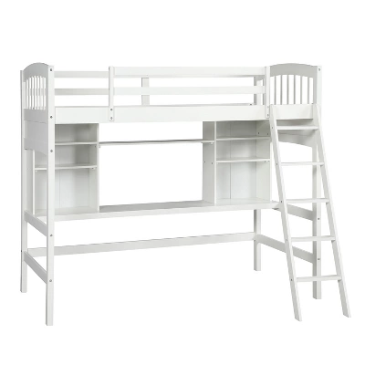 Twin Size Loft Bed With Storage Shelves, Desk And Ladder - ModernLuxe 3 Twin Size Loft Bed With Storage Shelves, Desk And Ladder - ModernLuxe - Image 3