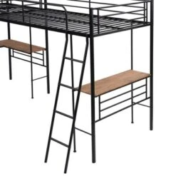 Metal Twin Size Loft Bed With Two Built-in Desks, Black - ModernLuxe -Kids’ Furniture Store GUEST fa00b52a 6bfe 469d ae39 34ad89204383