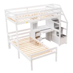 Twin Size Loft Bed With Separate Bed, Staircase For Storage, Desk, Shelves And Drawers - ModernLuxe -Kids’ Furniture Store GUEST fa7b5471 a599 4429 8594 1bcc1ea84593