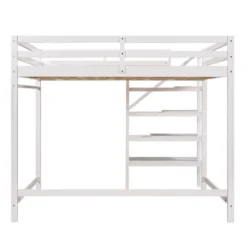 Full Size Loft Bed With Staircase And Safety Guardrails Gray/White-ModernLuxe -Kids’ Furniture Store GUEST fa9cbed0 d262 4911 b8ce 409115d760fd