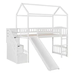 Twin Size House Shape Loft Bed With Two Drawers And Slide - ModernLuxe -Kids’ Furniture Store GUEST fac698c3 d2c1 4b94 9b20 1af54f6518d7