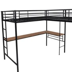 Metal Twin Size Loft Bed With Two Built-in Desks, Black - ModernLuxe -Kids’ Furniture Store GUEST fdb53b35 fd51 4da3 82ed 7e8a408cd402