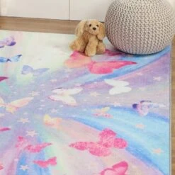 Butterfly Colorful Kids Playroom Nursery Washable Indoor Area Rug By Blue Nile Mills -Kids’ Furniture Store GUEST ff0f7c9f bfd8 47e3 ad55 3c28917e827b
